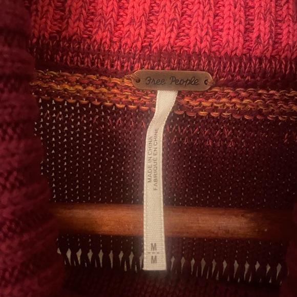 Free People Burgundy and Orange Striped Turtleneck Sweater - Picture 3 of 3
